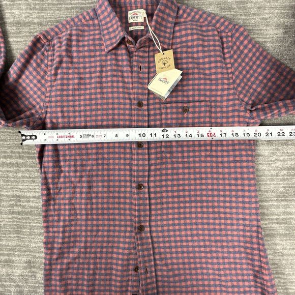 FAHERTY FLANNEL EVERYDAY STRETCH SEAVIEW Organic Cotton BLR Blue Rose Gingham S - Picture 7 of 9